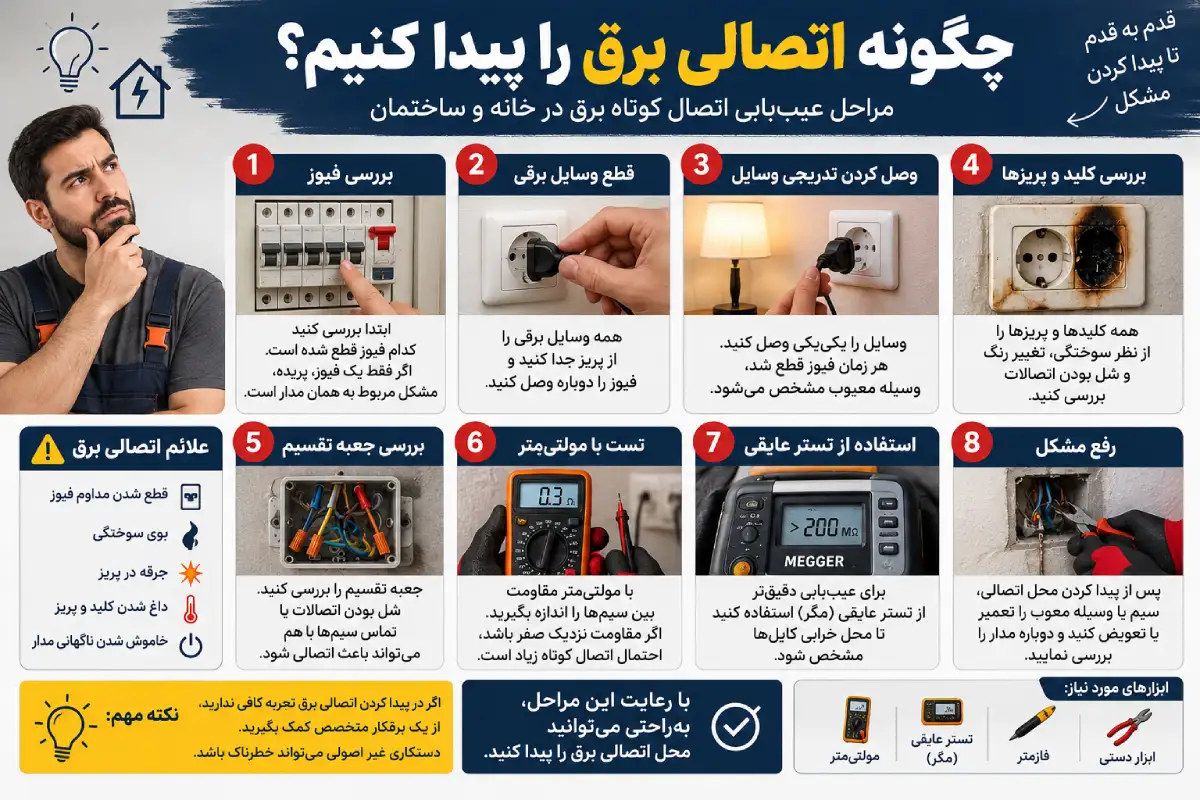 چگونه اتصالی برق را پیدا کنیم